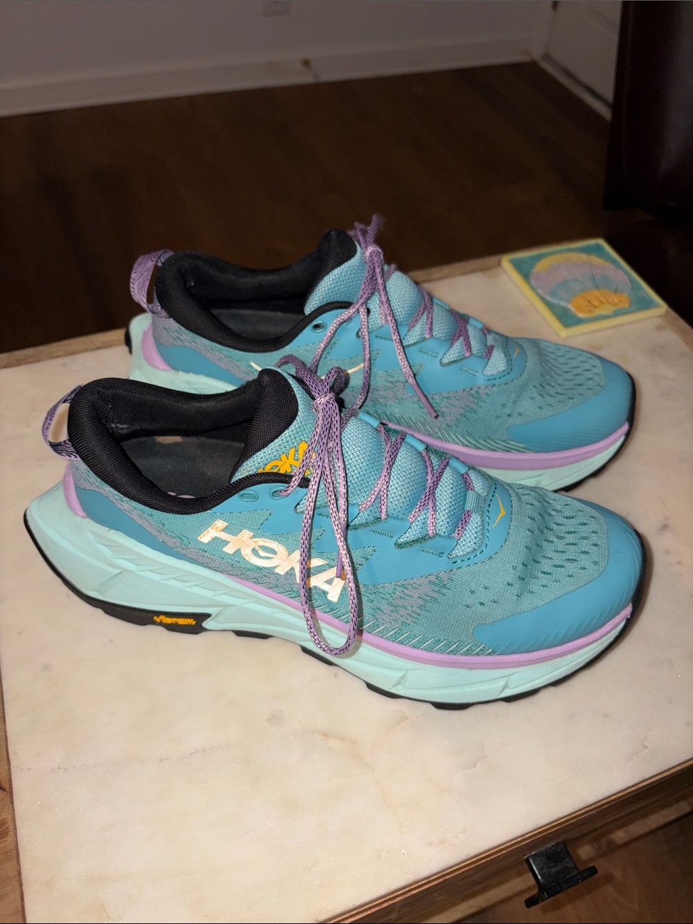 Hoka Skyline Float X Light Blue and Lavender Women's Trail Running Shoes
